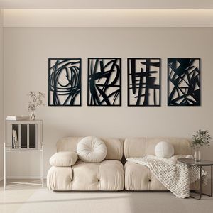 4 Pack Abstract Metal Wall Art,minimalist Art Decoration For Living Room🐯